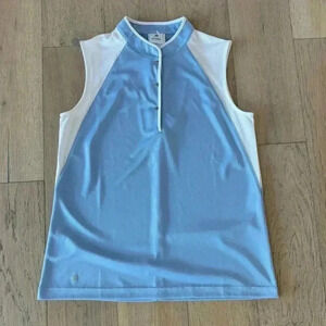 Daily Sports Womens Sleeveless Polo Top Blue White Medium